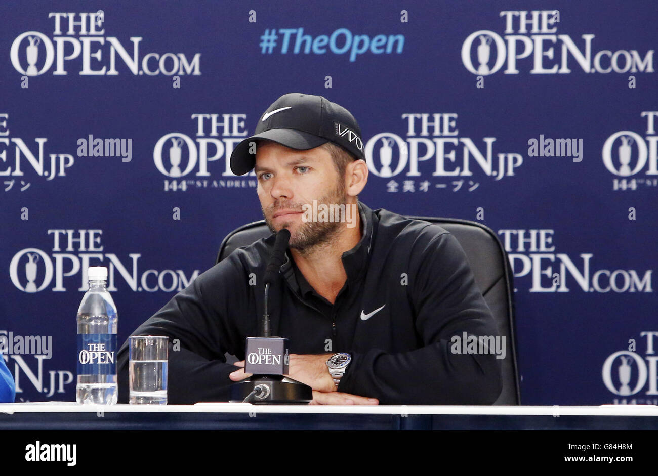 Paul Casey in Inghilterra durante una conferenza stampa durante una giornata di prove libere prima dell'Open Championship 2015 a St Andrews, Fife. PREMERE ASSOCIAZIONE foto. Data immagine: Lunedì 13 luglio 2015. Vedi PA storia GOLF Open. Il credito fotografico dovrebbe essere: Danny Lawson/PA Wire. RESTRIZIONI: . Per ulteriori informazioni, chiamare il numero +44 (0)1158 447447. Foto Stock