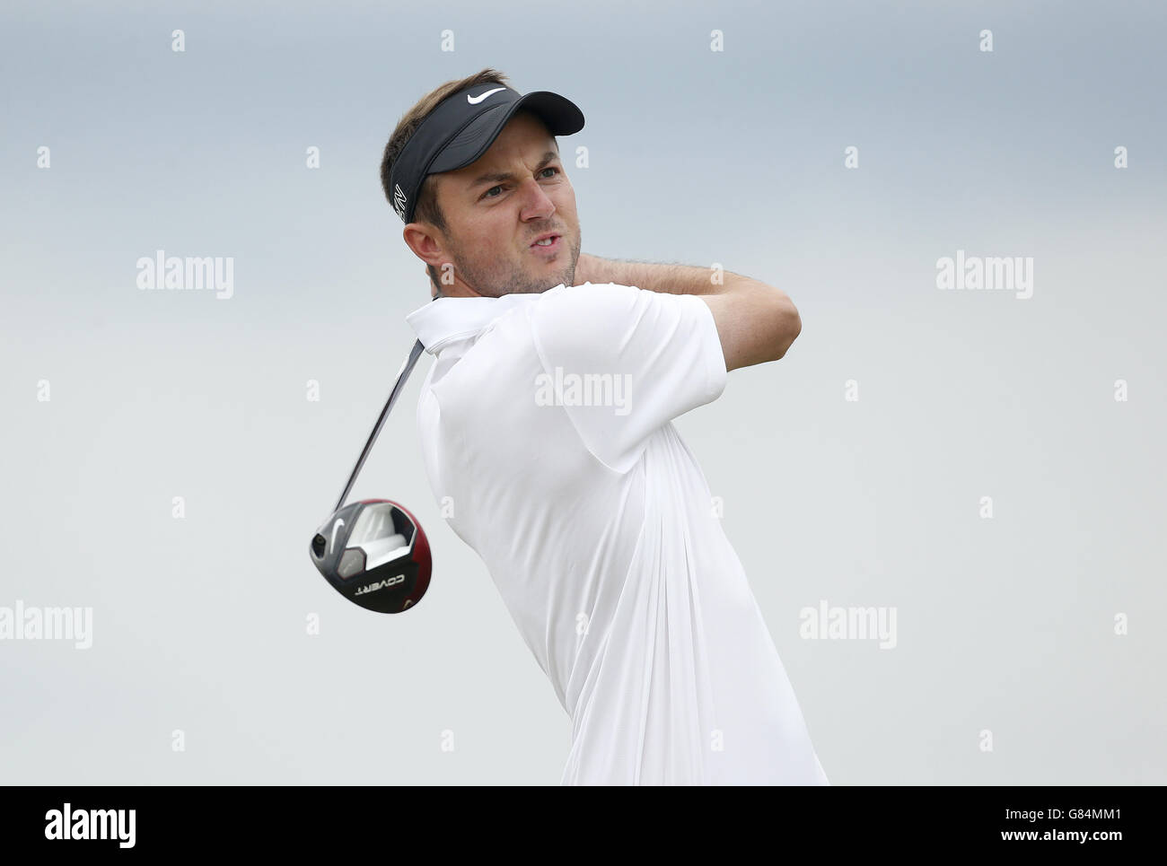 Ashley Chesters in Inghilterra al quinto tee durante il quinto giorno dell'Open Championship 2015 a St Andrews, Fife. Foto Stock