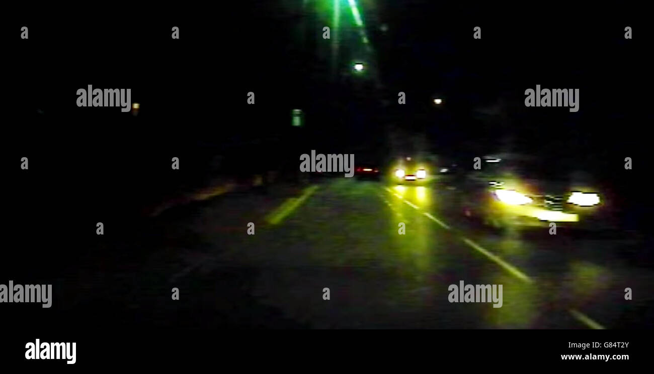 Auto ubriaco girato nel dash-cam crash Foto Stock