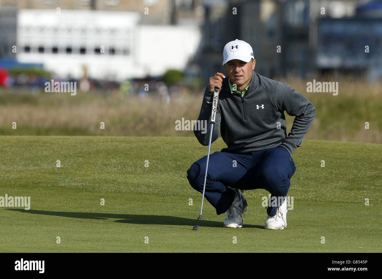 USA Jordan Spieth durante il terzo giorno dell'Open Championship 2015 a St Andrews, Fife. Foto Stock