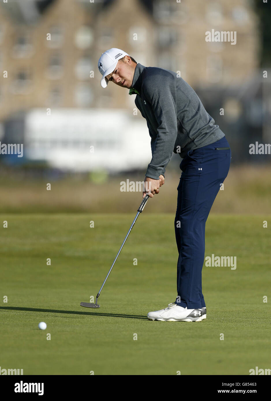 USA Jordan Spieth durante il terzo giorno dell'Open Championship 2015 a St Andrews, Fife. Foto Stock