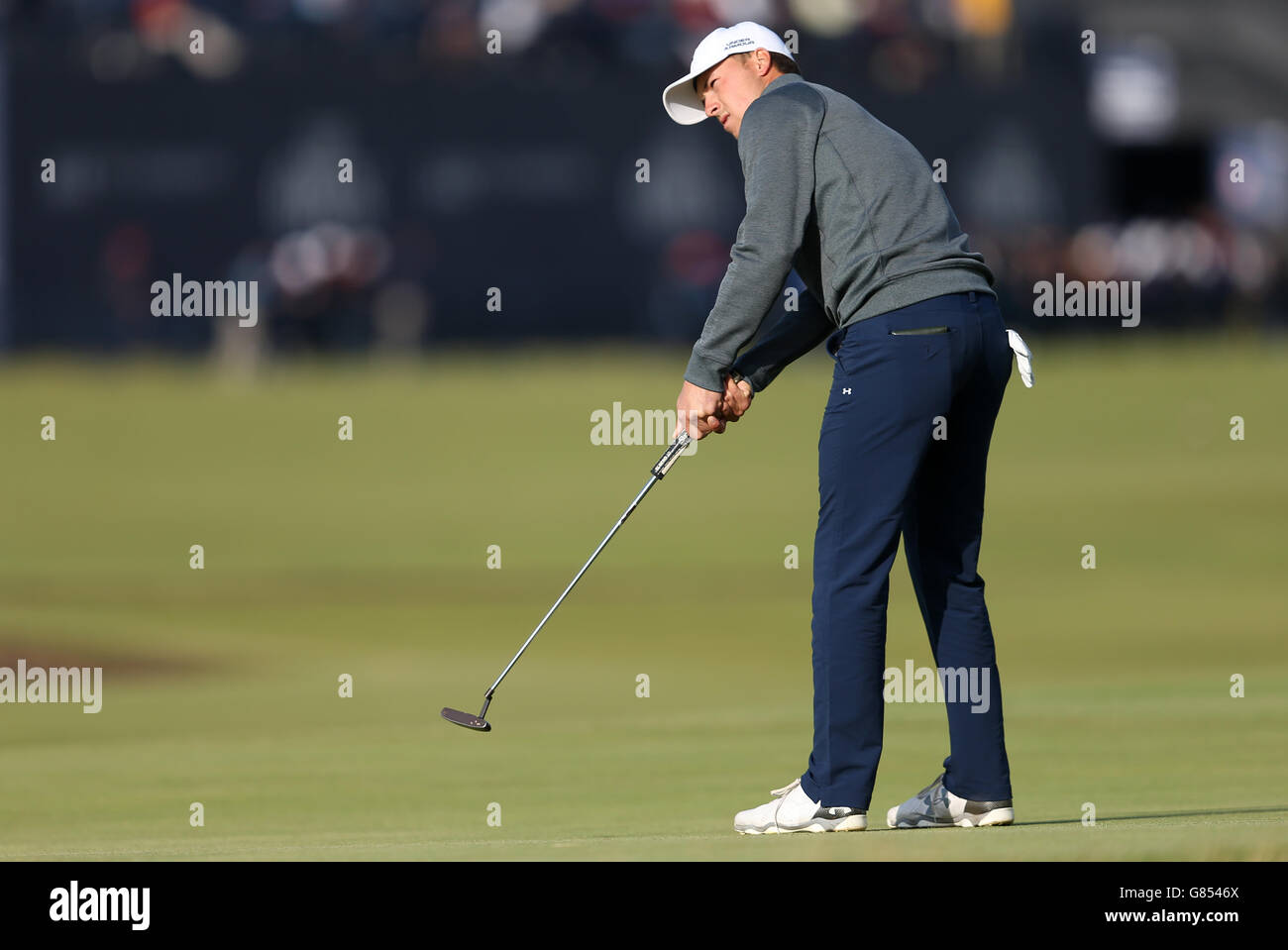 USA Jordan Spieth durante il terzo giorno dell'Open Championship 2015 a St Andrews, Fife. Foto Stock