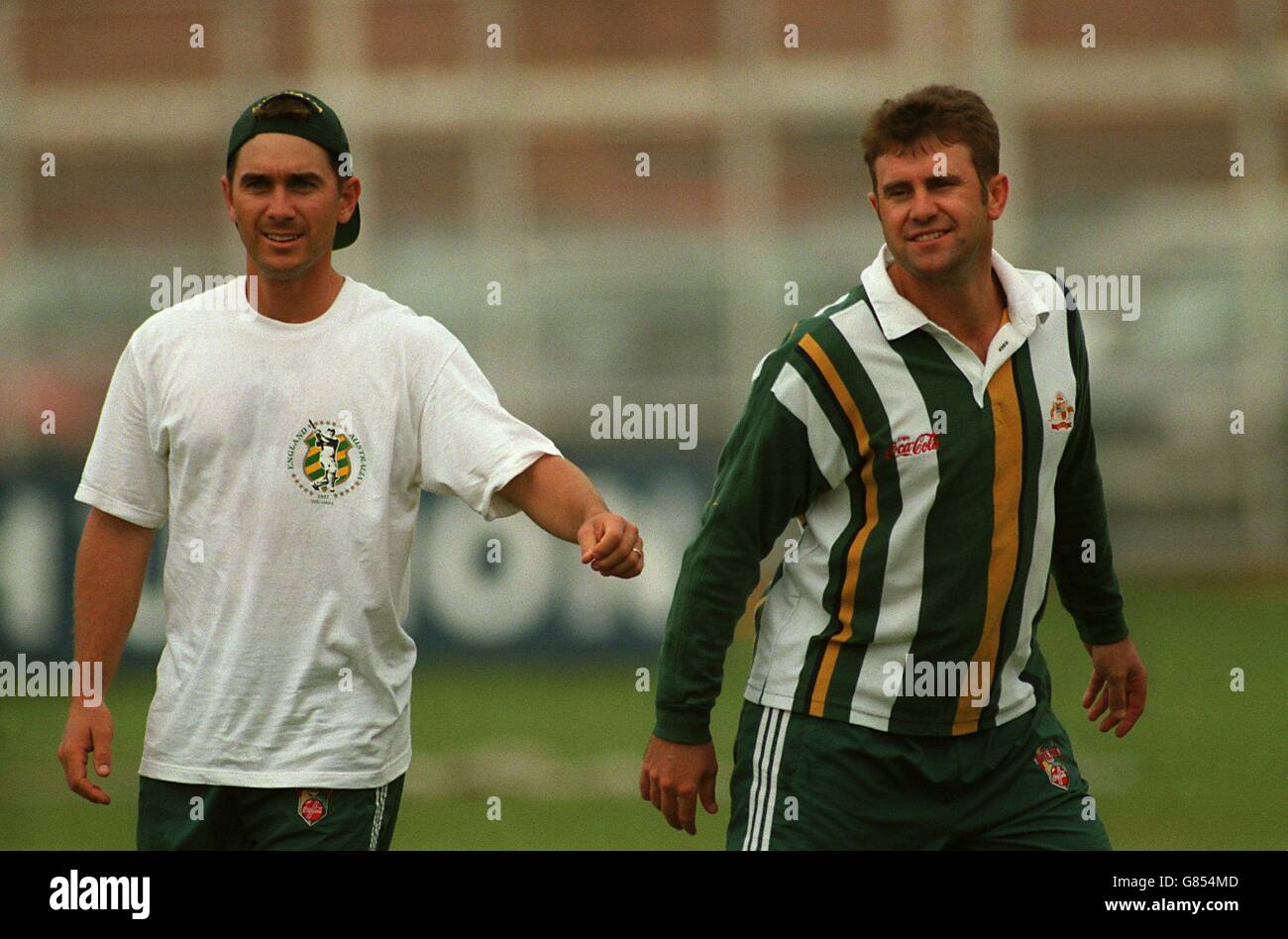 SB16 JUSTIN LANGER, MARK TAYLOR. Justin Langer e Mark Taylor, Australia Foto Stock