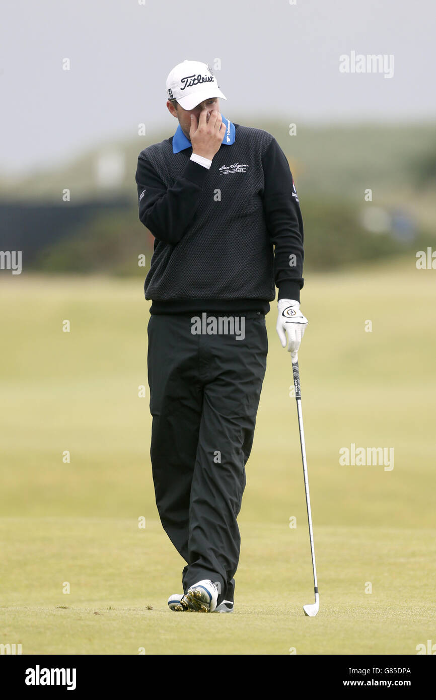Golf - il Campionato Open 2015 - giorno cinque - St Andrews. Marc Leishman in Australia reagisce durante il quinto giorno del Campionato Open 2015 a St Andrews, Fife. Foto Stock