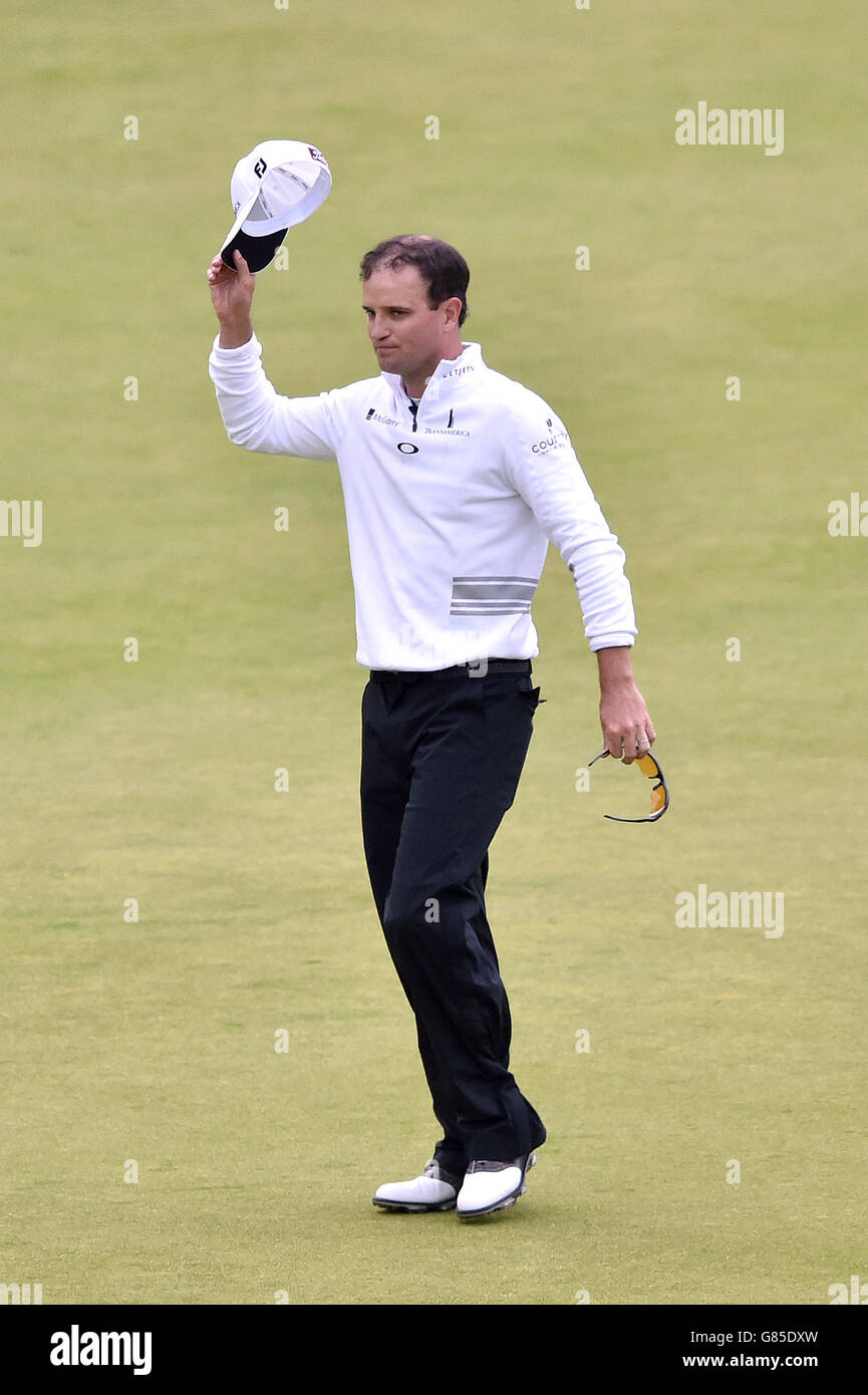 Golf - il Campionato Open 2015 - giorno cinque - St Andrews. Zach Johnson USA celebra la sua vittoria durante il quinto giorno del Campionato Open 2015 a St Andrews, Fife. Foto Stock