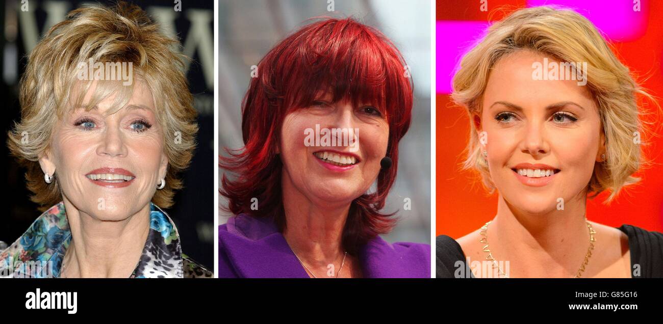 File foto di (da sinistra) Jane fonda, Janet Street-Porter e Charlize Theron. Foto Stock