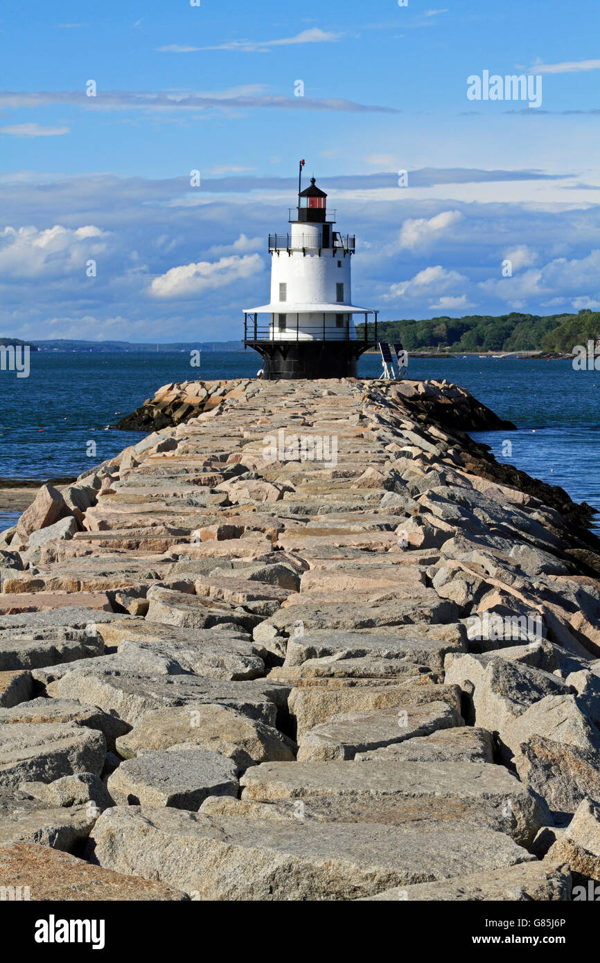 Punto di primavera Ledge Lighthouse, Sud Portland, Maine, Stati Uniti d'America Foto Stock