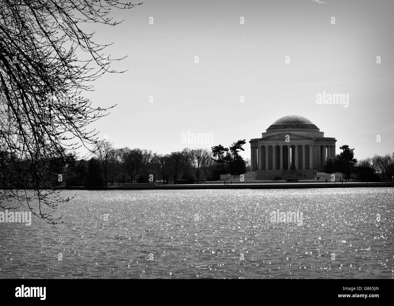 Jefferson Memorial in bianco e nero Foto Stock
