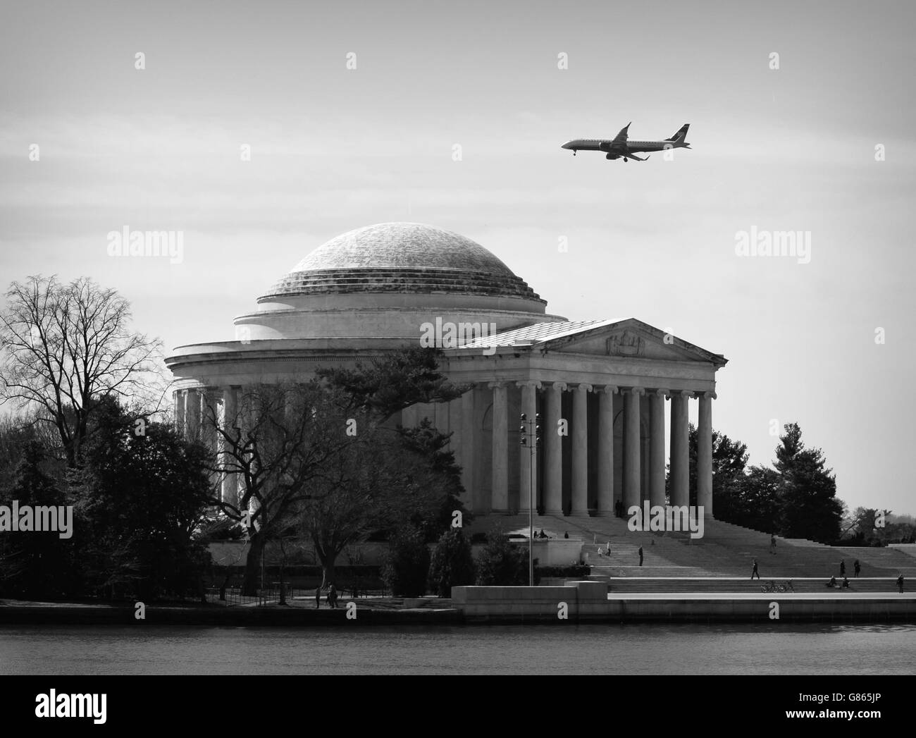 Jefferson Memorial in bianco e nero Foto Stock