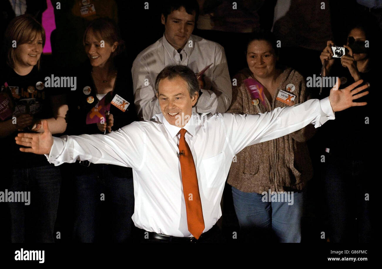 Il primo ministro Tony Blair ha pronunciato un discorso ai membri e ai sostenitori del Partito laburista. Foto Stock