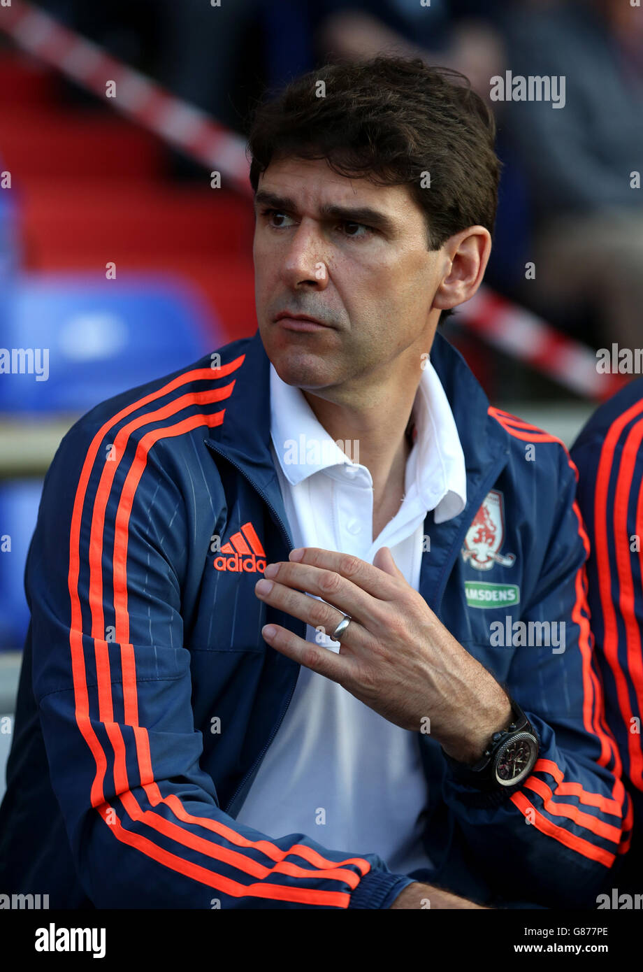 Calcio - Capital One Cup - primo turno - Oldham Athletic / Middlesbrough - SportsDirect.com Park. Il manager di Middlesbrough Aitor Karanka durante la Capital One Cup, partita di primo turno al SportsDirect.com Park di Oldham. Foto Stock