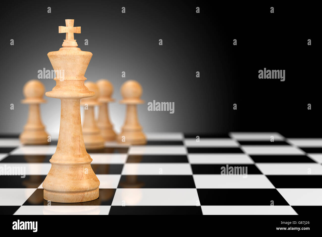 Leader business concetto illustrato da chess in rendering 3D. Foto Stock