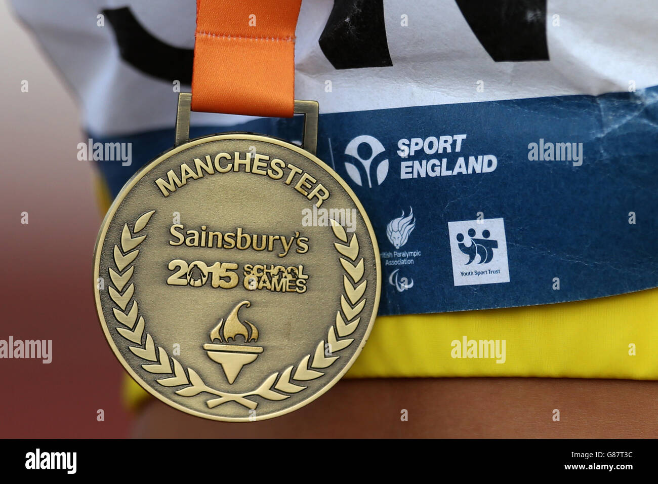 Sport - Sainsbury's 2015 School Games - Day Two - Manchester. Una vista generale di una medaglia d'oro ai Giochi scolastici Sainsbury's 2015 alla Manchester Regional Arena. Foto Stock