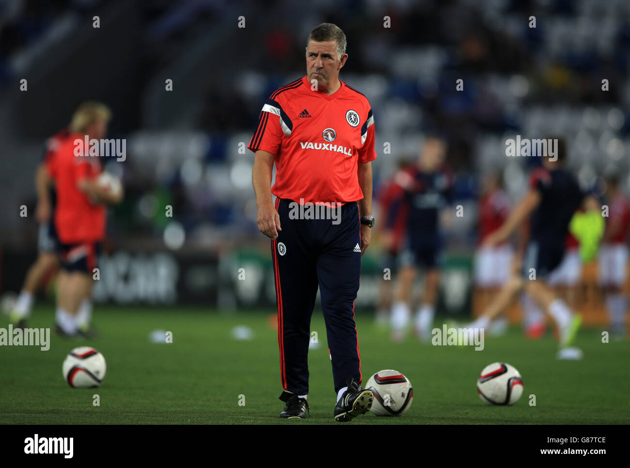 Il coach scozzese Mark McGee precede la partita di qualificazione del Campionato europeo UEFA alla Boris Paichadze Dinamo Arena di Tbilisi. Data foto: Venerdì 4 settembre 2015. Guarda la storia della Pennsylvania SOCCER Georgia. Il credito fotografico deve essere: Nick Potts/PA Wire. Foto Stock