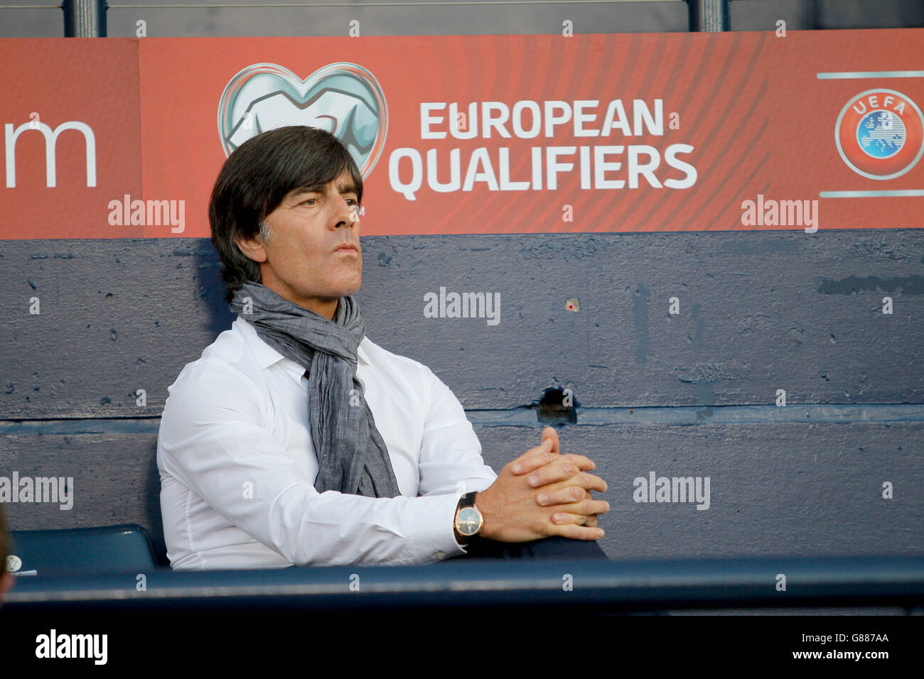 Calcio - UEFA Euro 2016 - Qualifiche - Gruppo D - Scozia / Germania - Hampden Park. Germania Manager, Joachim Low prima della partita Scozia/Germania ad Hampden Foto Stock