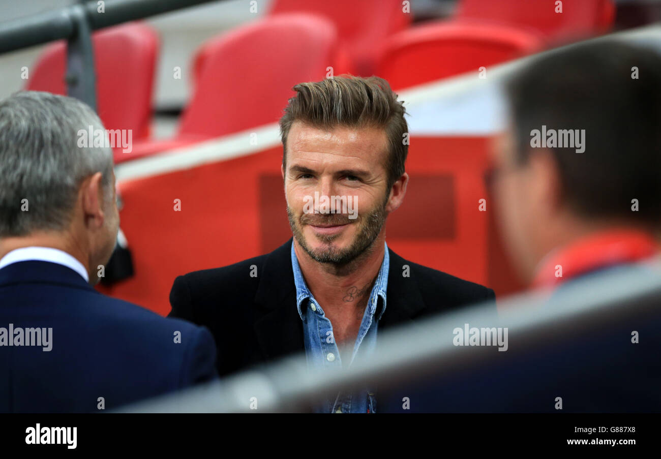 Calcio - UEFA Euro 2016 - Qualifiche - Gruppo e - Inghilterra / Svizzera - Stadio di Wembley. David Beckham prima della partita di qualificazione europea UEFA al Wembley Stadium di Londra. Foto Stock