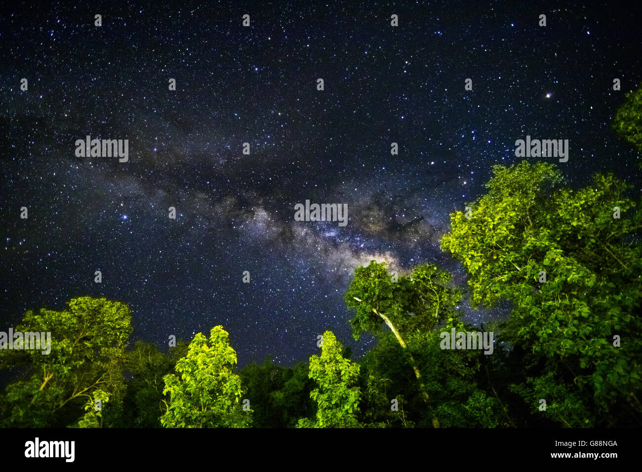 Parte di un cielo notturno con le stelle e la Via Lattea Foto Stock