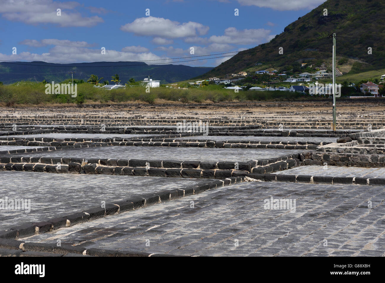 Opere di sale, Tamarin, Mauritius Foto Stock