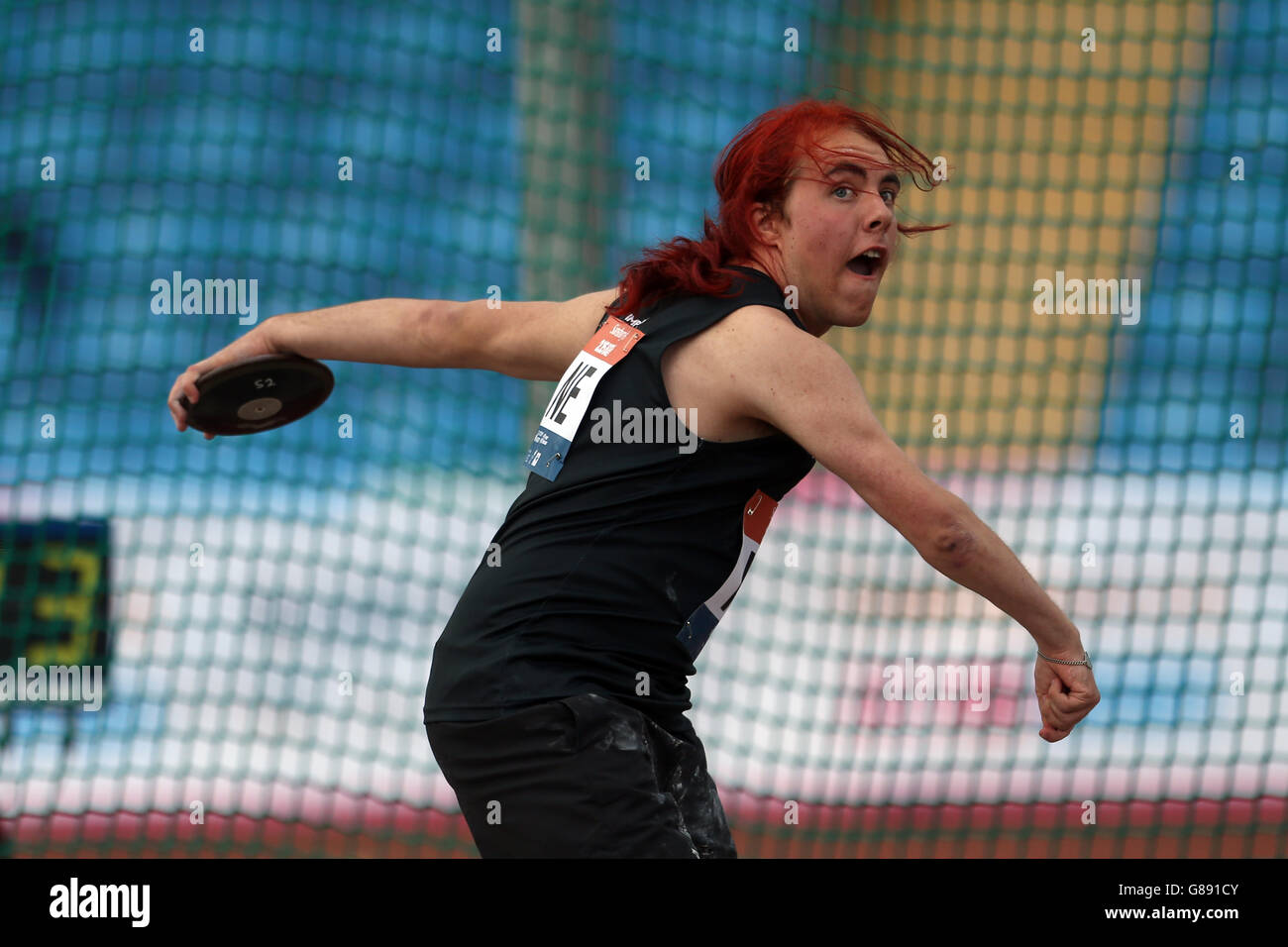 Inghilterra il nord-est Dylan Keville partecipa al disco dei ragazzi ambulanti ai Sainsbury's 2015 School Games della Manchester Regional Arena. Foto Stock