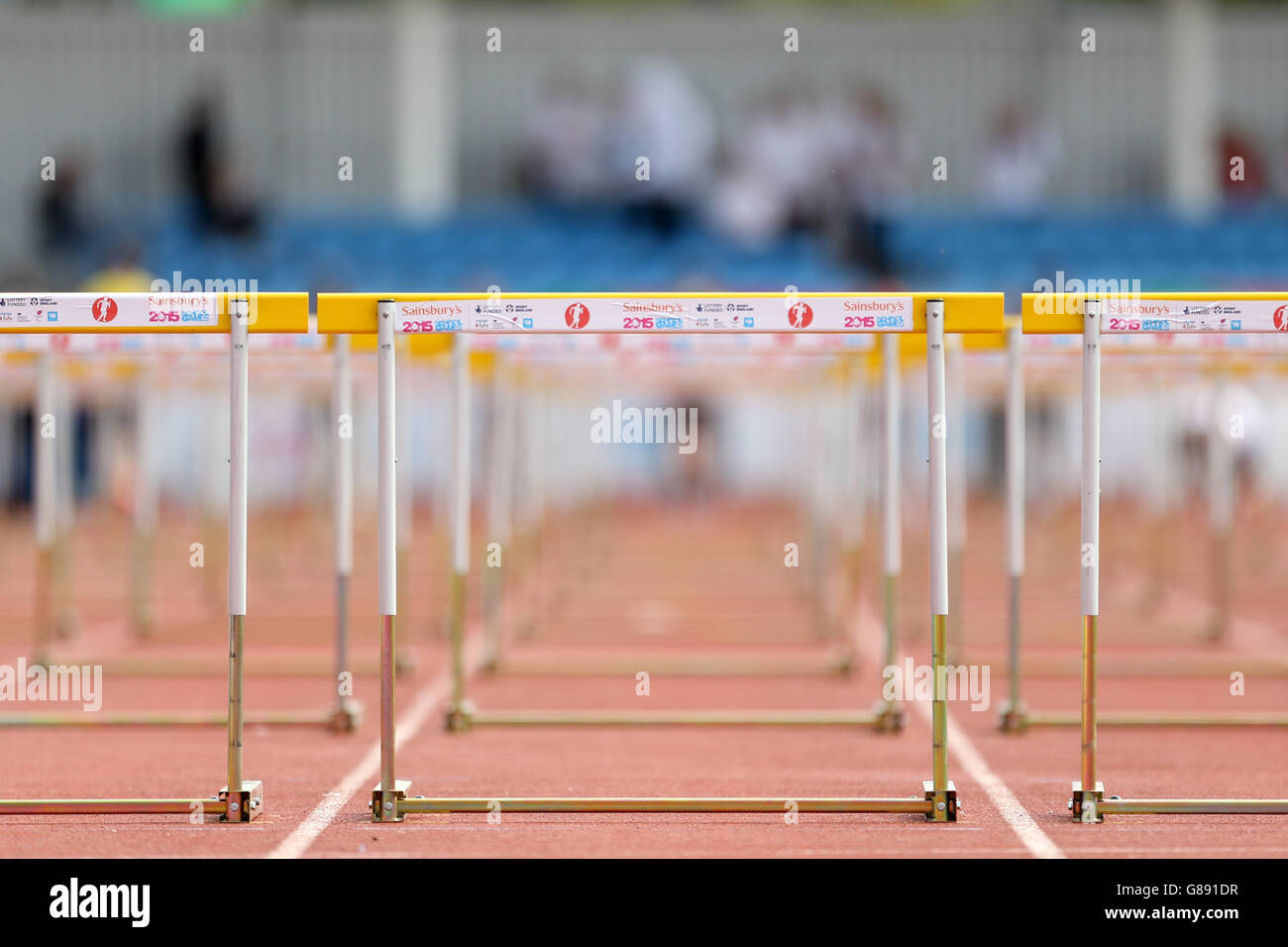 Sport - Sainsbury's 2015 School Games - Day Two - Manchester. Una vista generale degli ostacoli ai Giochi scolastici Sainsbury's 2015 della Manchester Regional Arena. Foto Stock
