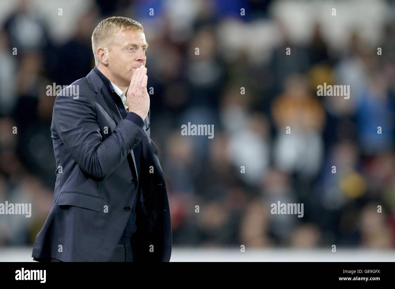 Garry Monk, manager della città di Swansea durante la Capital One Cup, terza partita al KC Stadium, Hull. Foto Stock