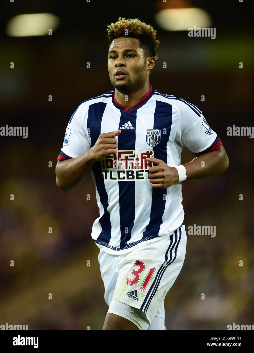 West Bromwich Albion's Serge Gnabry durante la Capital One Cup, terza partita a Carrow Road, Norwich. PREMERE ASSOCIAZIONE foto. Data immagine: Mercoledì 23 settembre 2015. Guarda la storia di calcio della PA Norwich. Il credito fotografico dovrebbe essere: Adam Davy/PA Wire. L'uso in-match online è limitato a 45 immagini, senza emulazione video. Nessun utilizzo nelle scommesse, nei giochi o nelle pubblicazioni di singoli club/campionati/giocatori. Foto Stock