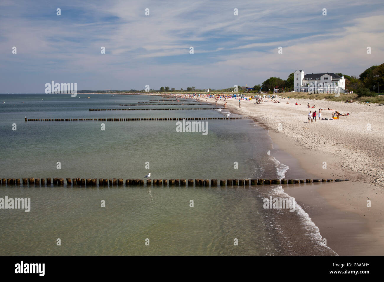 Costa e spiaggia, Heiligendamm, Bad Doberan, Mar Baltico, Meclemburgo-Pomerania Occidentale Foto Stock