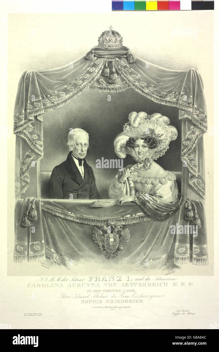 I.I.M.M. der Kaiser Franz I. und die Kaiserinn Carolina Augusta von Oesterreich &c. &C. &C. in der Theatre Loge Foto Stock