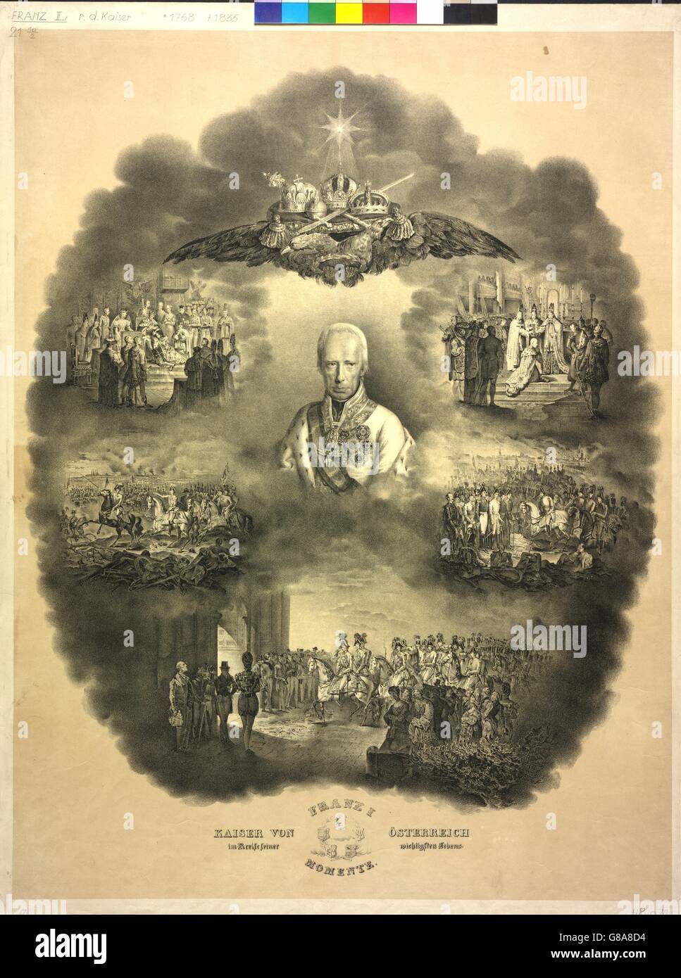 Franz I. Kaiser von Österreich Im Kreise circuizione wichtigsten Lebens-Momente Foto Stock