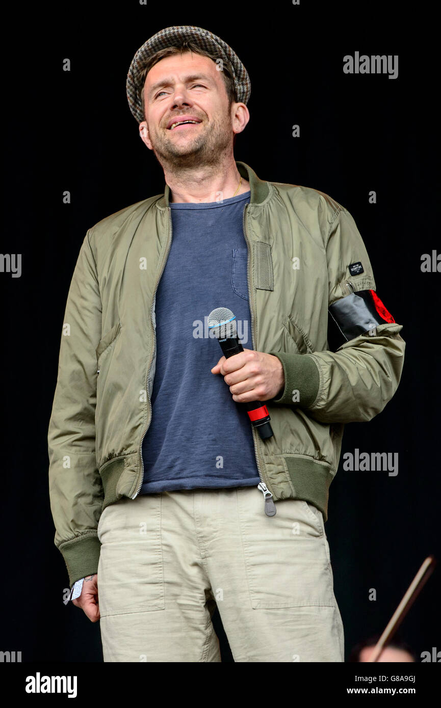 Damon Albarn al Glastonbury festival di musica Foto Stock