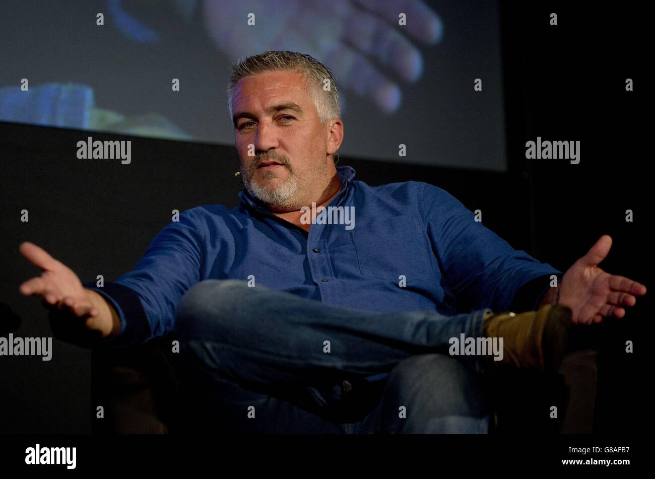 Paul Hollywood parla al radio Times Festival on the Green di Hampton Court Palace, Londra. Foto Stock