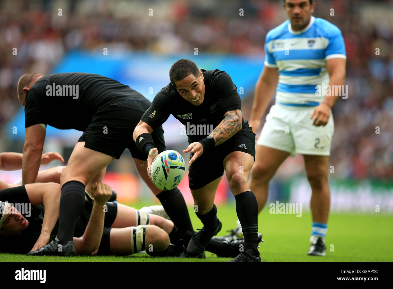 Rugby Union - Coppa del mondo di Rugby 2015 - Pool A - Nuova Zelanda /  Argentina - Stadio di Wembley. Aaron Smith, Nuova Zelanda Foto stock - Alamy