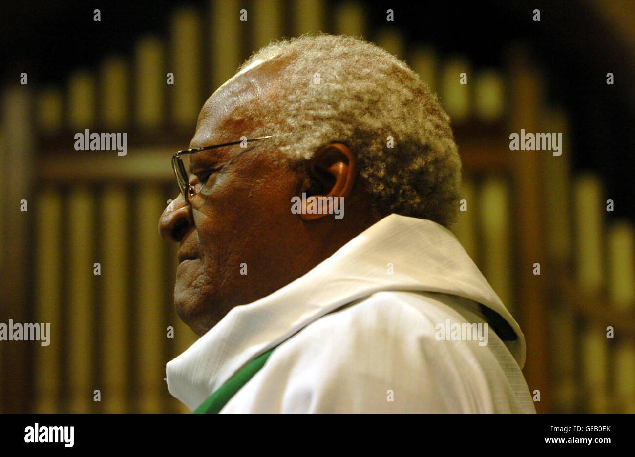 Ex Arcivescovo di Città del Capo Desmond Tutu e Premio Nobel in preghiera. Foto Stock