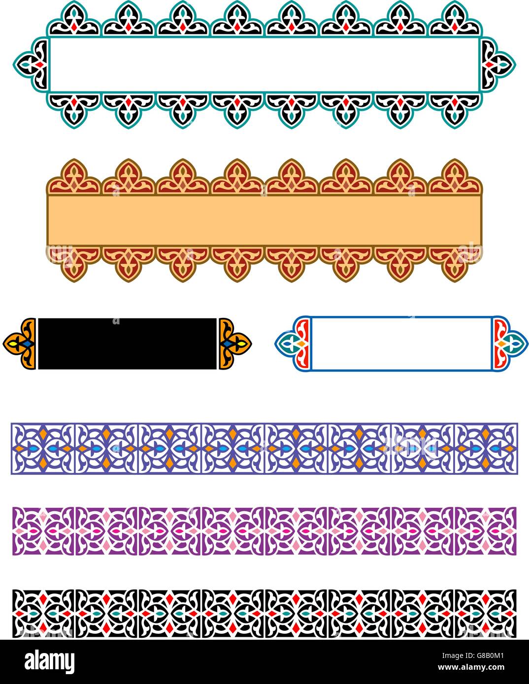 Tradizionali del Medio Oriente vettore colorati ornamenti islamici banner Illustrazione Vettoriale