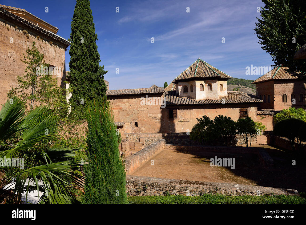 Vista della sala del Abencerrages, Alhambra di Granada, Andalusia, Spagna Foto Stock