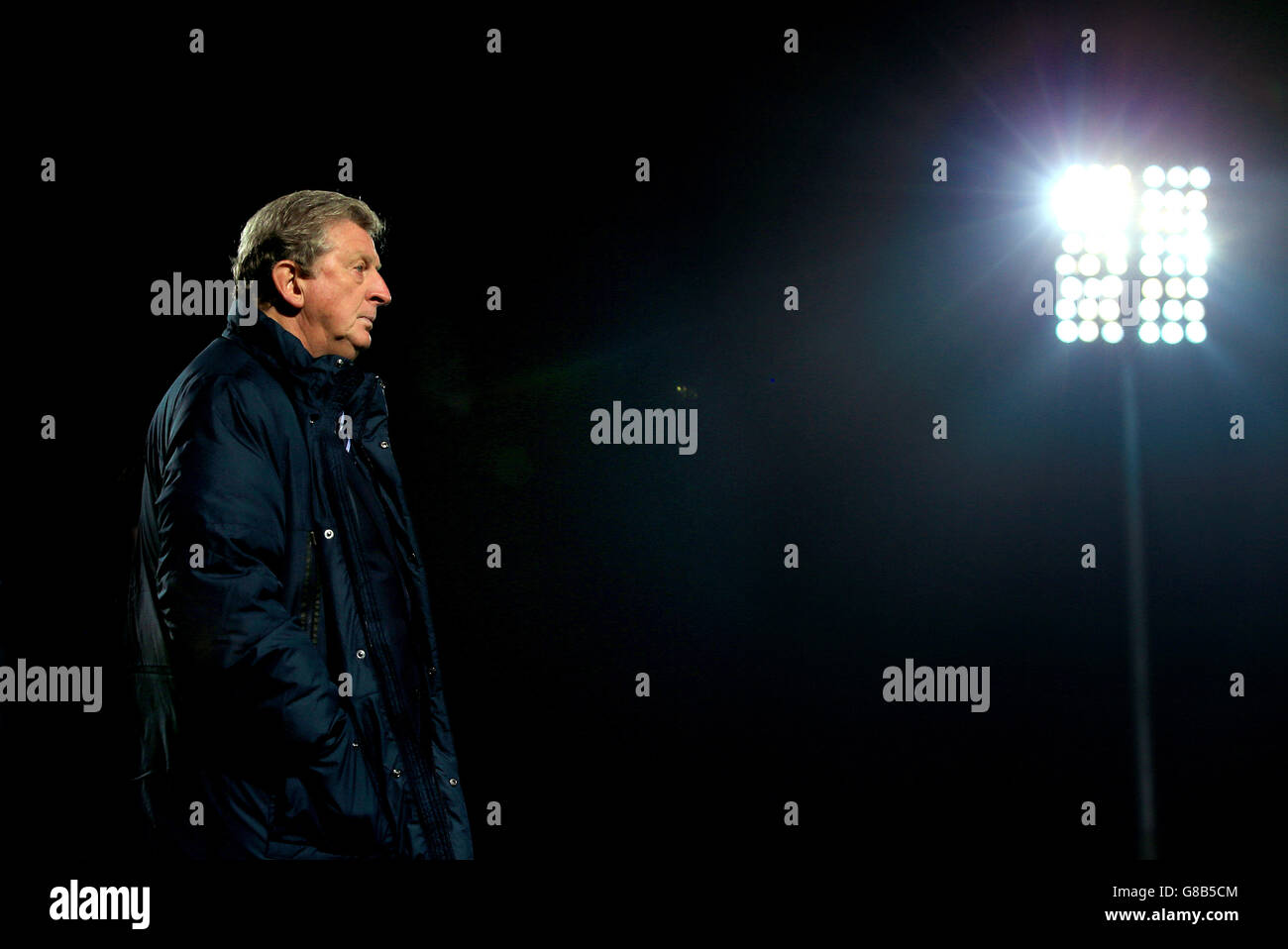 Il manager inglese Roy Hodgson prima della partita di qualificazione del Campionato europeo UEFA allo stadio LFF di Vilnius, Lituania. Foto Stock