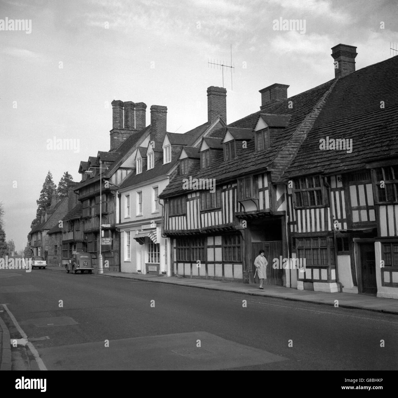 Belle vecchie case in legno a East Grinstead, Sussex. Questa città mercato era un tempo il centro del Sussex 'Black Country'. Foto Stock