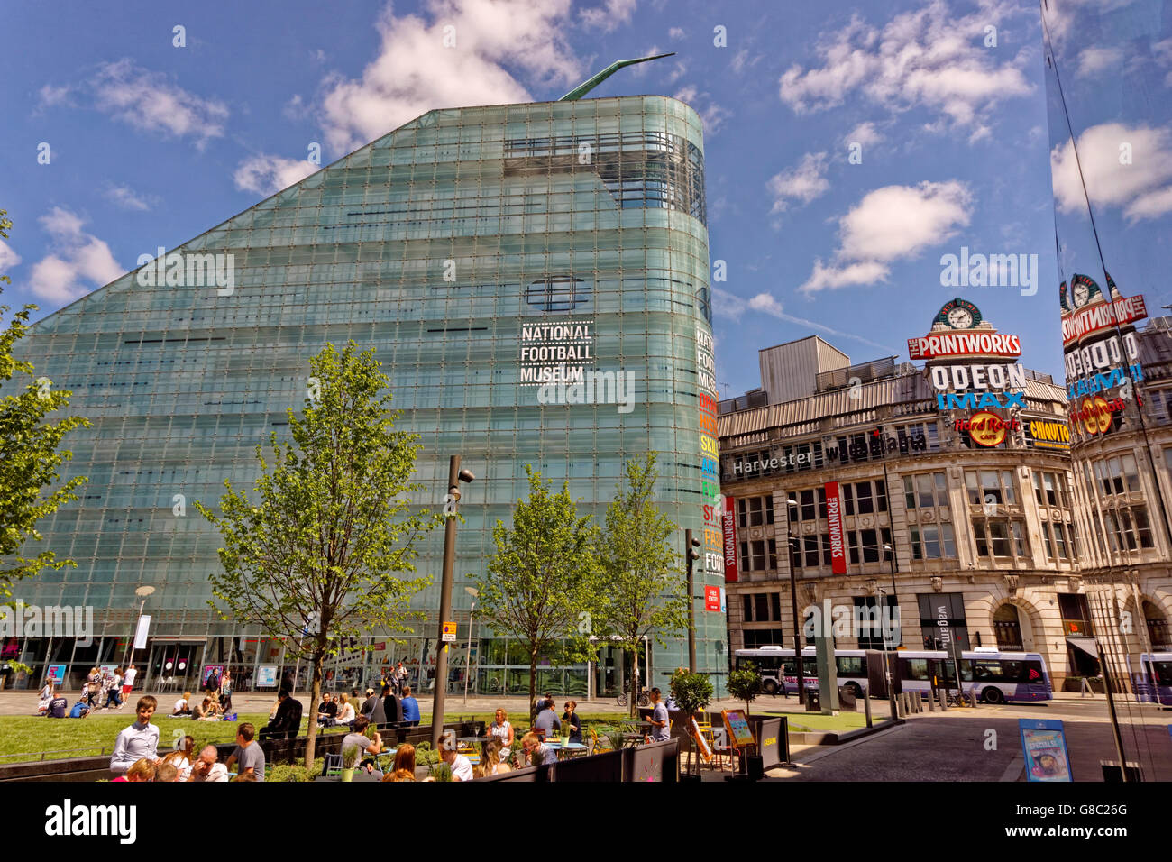 Il Regno Unito Museo Nazionale del Calcio nel centro della città di Manchester, Inghilterra, Regno Unito. Foto Stock