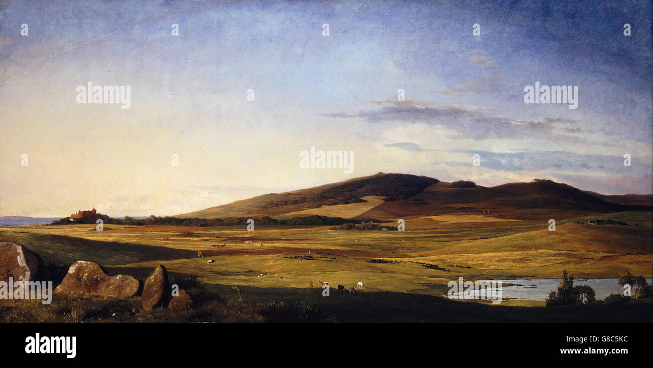 Johan Thomas Lundbye - Zelanda paesaggio. Vista dal marchio Bjerresø verso Vejrhøj e trascinare Foto Stock