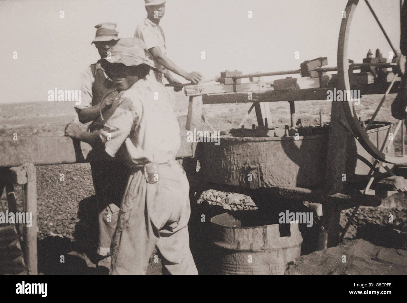 Vecchia fotografia di scavo, in bianco e nero. Foto Stock