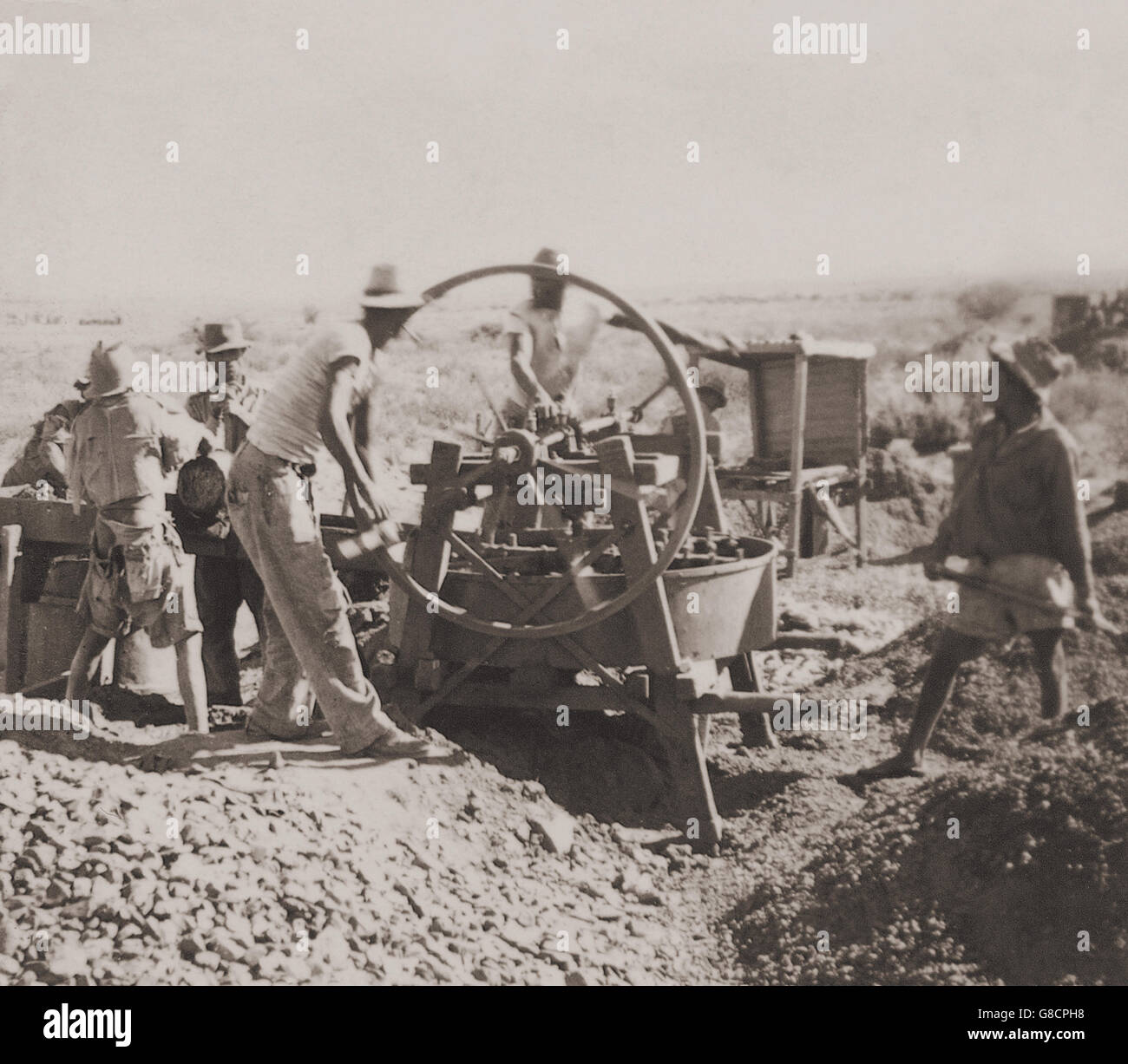 Vecchia fotografia di scavo, in bianco e nero. Foto Stock