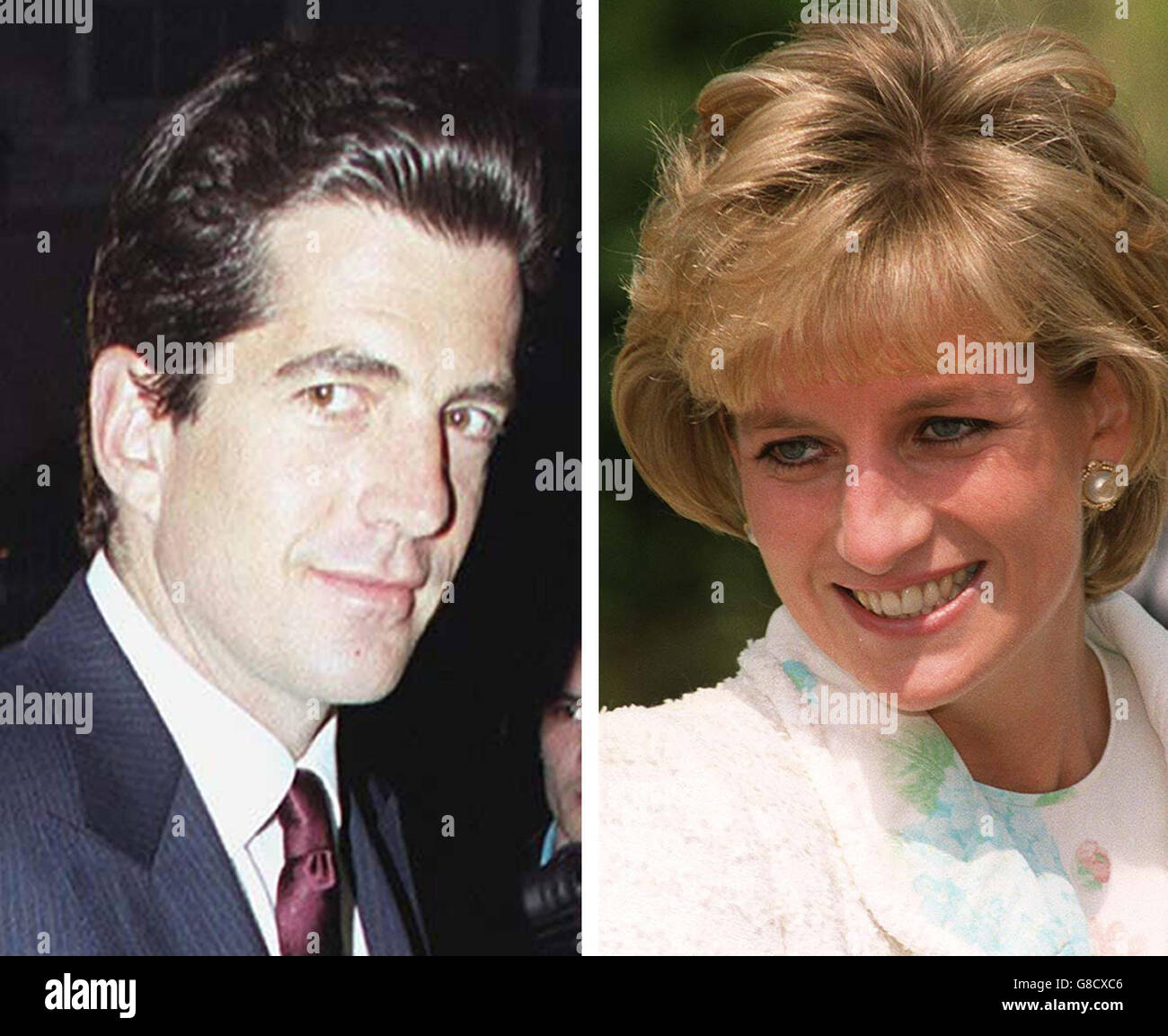 John Kennedy Jr e Diana, Principessa del Galles. La principessa Diana aveva un appassionato stand di una notte con John F Kennedy Jnr, secondo un nuovo libro. La coppia aveva un fling steamy, che Diana descrisse come 'chimica pura', secondo un nuovo libro di amico e confidente Simone Simmons. Ha classificato Kennedy 'dieci su dieci' a letto, e ha detto che la loro sessione in un hotel di New York era 'pura lussuria', afferma Simmons. L'autore, il cui libro 'diana: L'ultima Parola' è serializzato nel Sole, ha detto la principessa fantasised circa diventare la prima Signora dell'America. Foto Stock