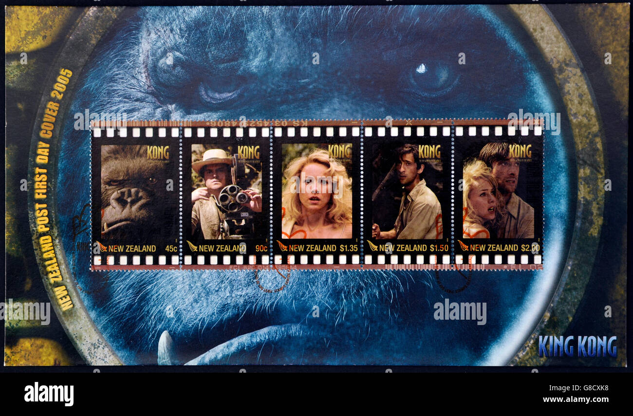 Nuova Zelanda - circa 2005: un timbro stampato in Nuova Zelanda mostra film King Kong, circa 2005 Foto Stock