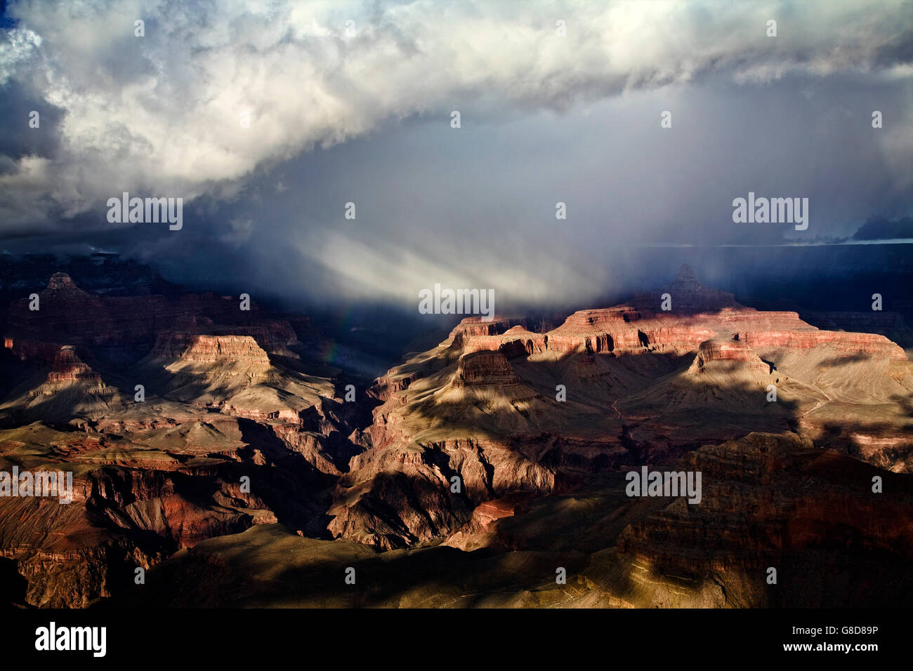 Il Bright Angel Canyon da Yavapai Point, del Grand Canyon South Rim, Arizona Foto Stock