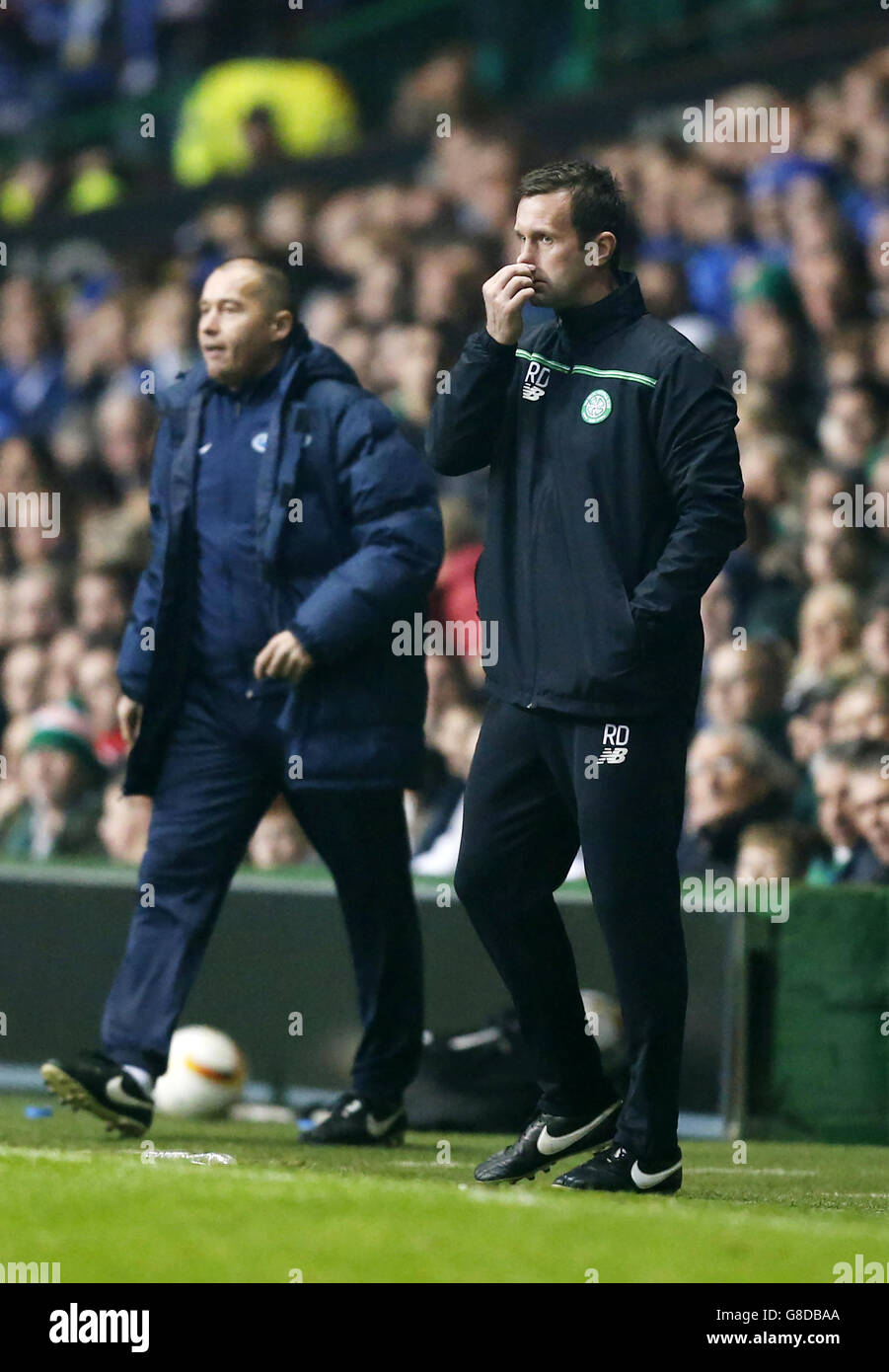 Il manager celtico Ronny Deila durante la partita della UEFA Europa League al Celtic Park di Glasgow. Foto Stock