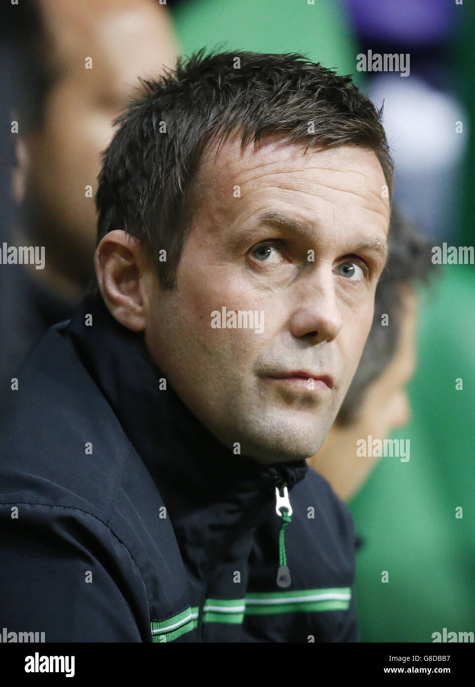 Il manager celtico Ronny Deila durante la partita della UEFA Europa League al Celtic Park di Glasgow. Foto Stock