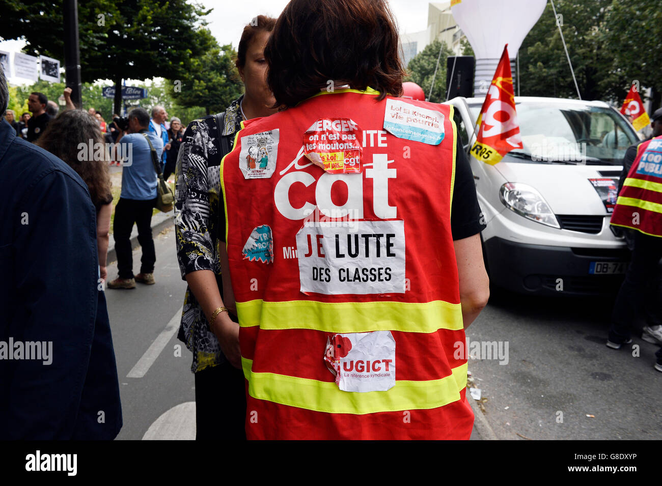 Marzo contro il diritto del lavoro a Parigi il 28 giugno 2016 Foto Stock