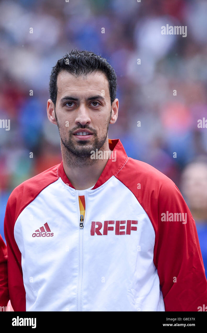 Sergio Busquets Burgos (Spagna) ; 27 giugno 2016 - CALCIO : Uefa euro Francia 2016, Round di 16; Italia 2-0 Spagna a Stade de France; Saint-Denis, Francia. © aicfoto/AFLO/Alamy Live News Foto Stock