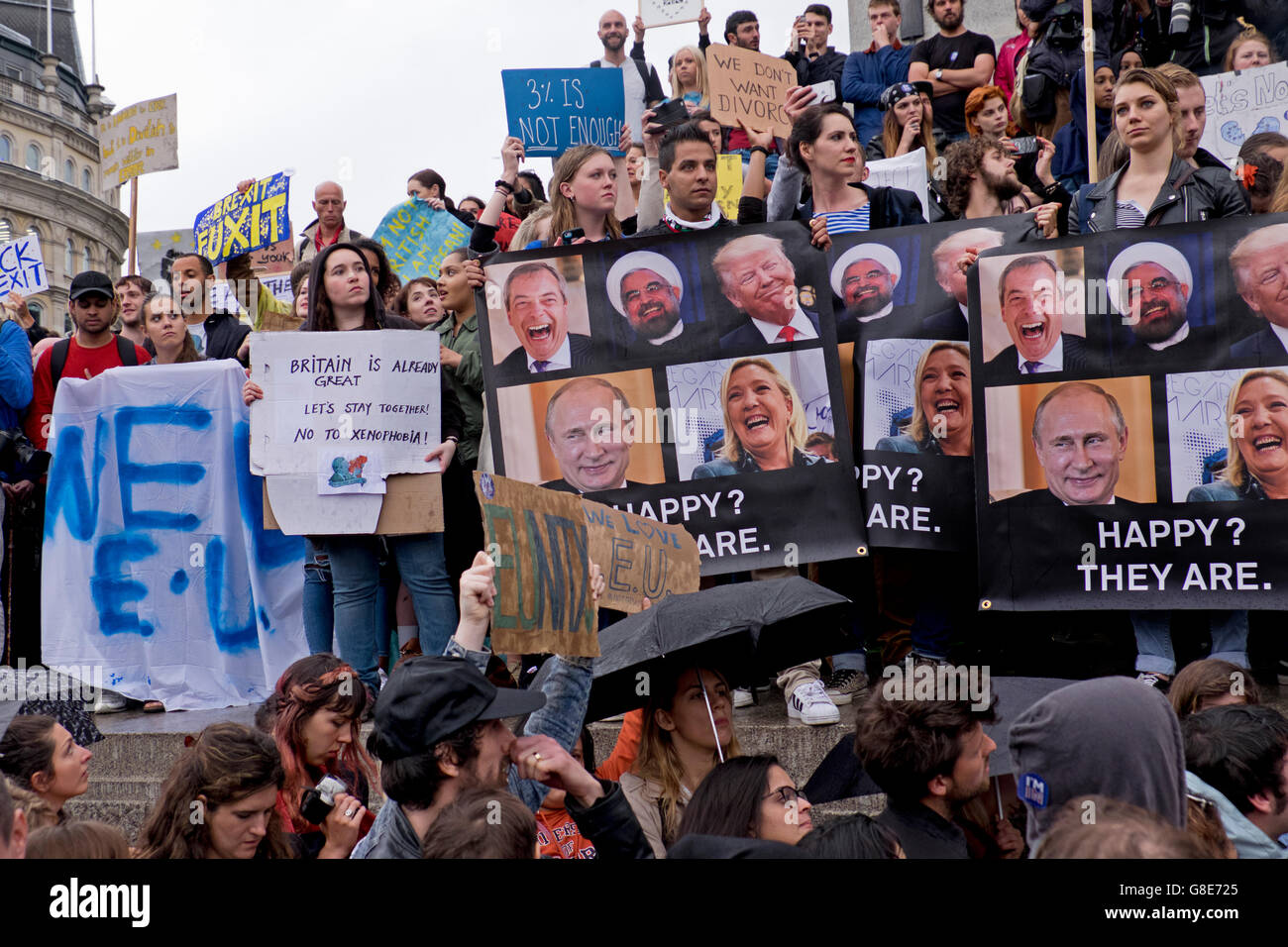 Anti Brexit rally a Trafalgar Square a seguito del referendum europeo votato a lasciare. Foto Stock