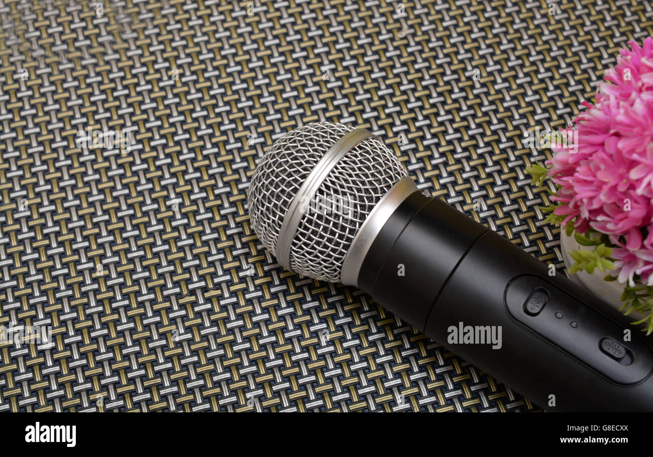 Microfono vicino la vista - oratore motivazionale. Foto Stock